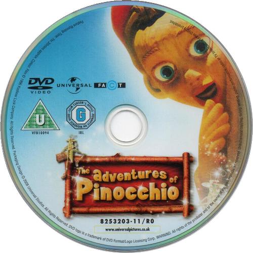 'The Adventures Of Pinocchio' UK DVD disc