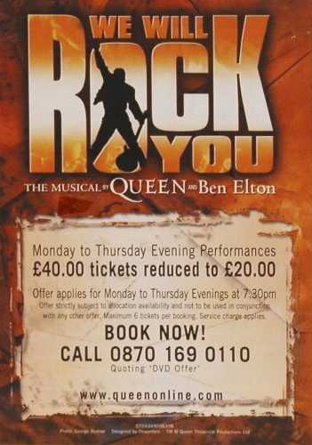 'We Will Rock You' flyer back